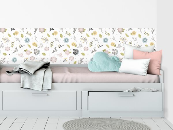 FUGU Tapeta za postel - Kytičky Varianta ochrany zdi: Delší strana postele 200x65 cm