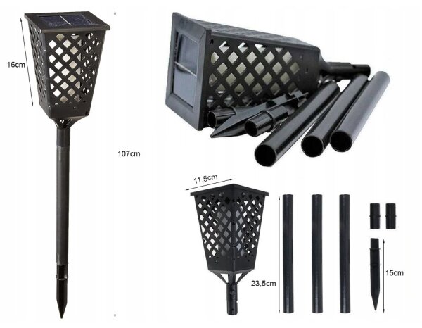 LED Solární lampa se senzorem LED/0,6W/5,5V IP65 2000 mAh 107 cm černá