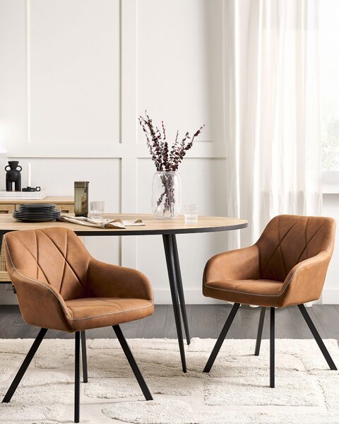 Sada 2 jídelních židlí MONEE Tkanina Zlatohnědá