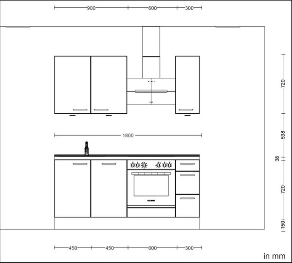 Küchenblock Riva High 180 cm Nobilia - Online Only kuchyňské linky, Online Only