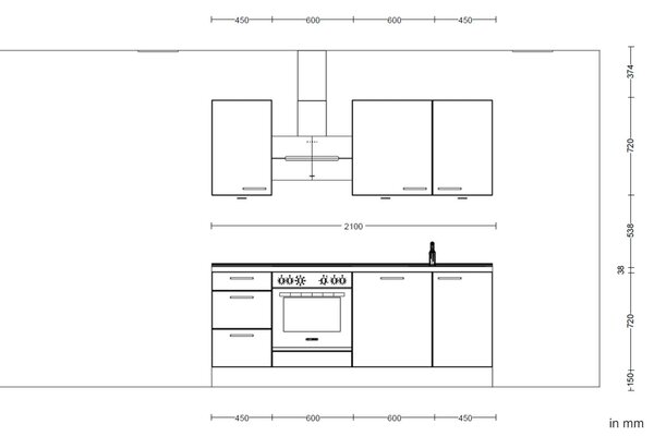 Küchenblock Riva High 210 cm Nobilia - Online Only kuchyňské linky, Online Only