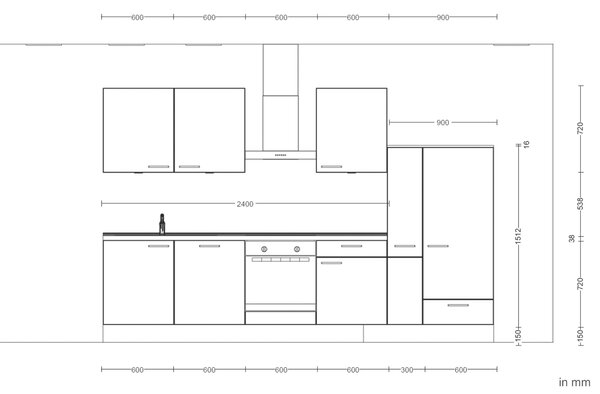 Küchenblock Touch Low 330 cm Nobilia - Online Only kuchyňské linky, Online Only