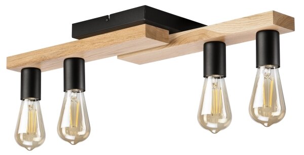 Přisazený lustr MATTE 4xE27/15W/230V černá/dub