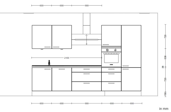 Küchenblock Riva High 330 cm Nobilia - Online Only kuchyňské linky, Online Only