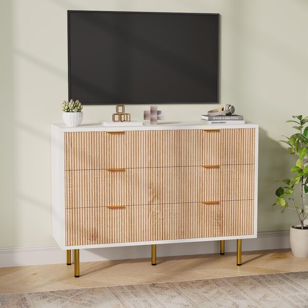 Komoda UnboxG se 6 zásuvkami 100 × 34 × 73 cm, moderní úložná skříňka do ložnice, obývacího pokoje nebo kanceláře, stylová, praktická a robustní