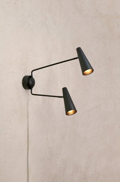 Markslöjd 108690 - Nástěnná lampa PEAK 2xE14/40W/230V černá