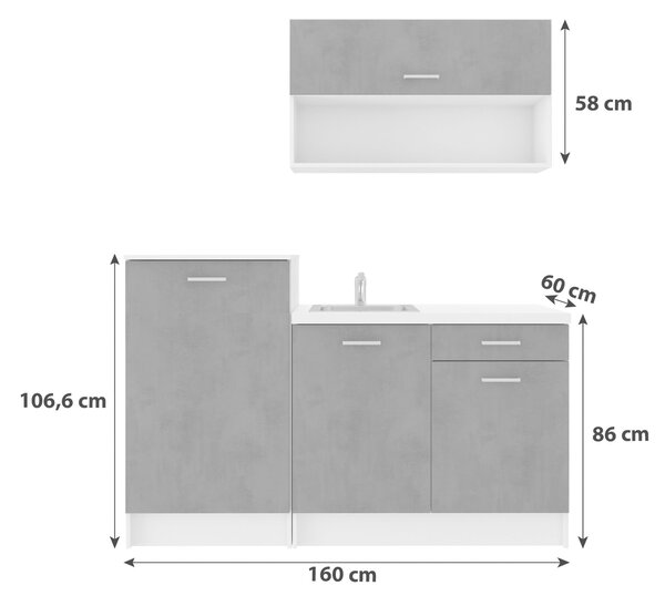MINIKUCHYNĚ G-SMART 160 160 cm P & B - Online Only kuchyňské linky, Online Only