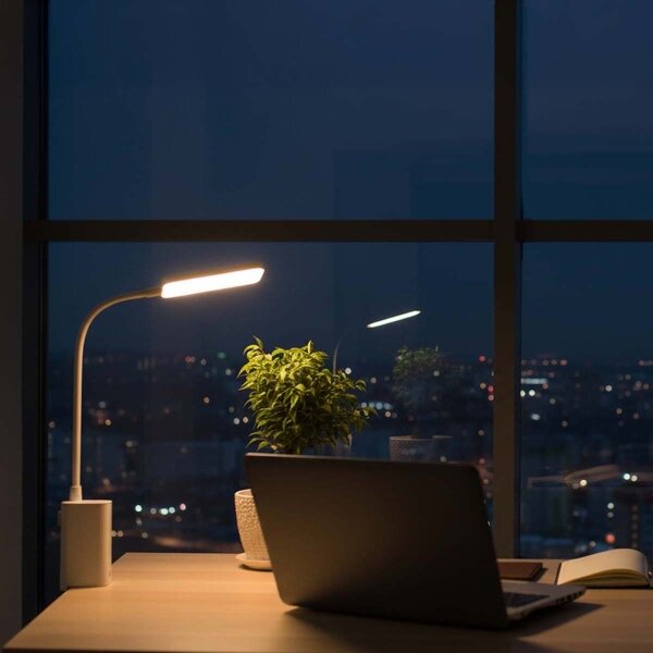 Nedis LTLR10WT - LED Stm. nab. dotyk. stolní lampa s klipem LED/5W/1200 mAh bílá