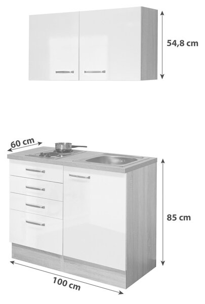 MINIKUCHYNĚ VALERO 100 100 cm FlexWell - Online Only kuchyňské linky, Online Only