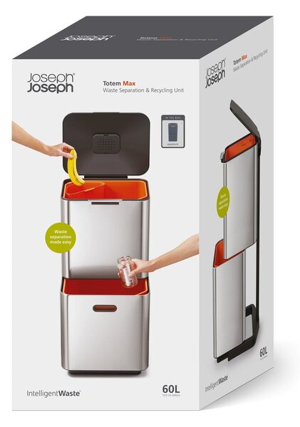 Grafitově šedý koš na tříděný odpad Joseph Joseph Totem Max, 60 l