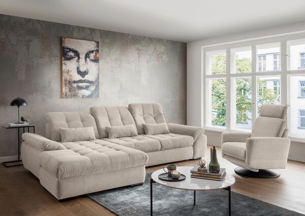 ROHOVÁ SEDAČKA, textil, béžová P & B - Sedací soupravy, Online Only