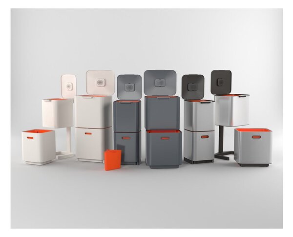 Ocelový odpadkový koš na tříděný odpad ve stříbrné barvě 40 l Totem Compact – Joseph Joseph