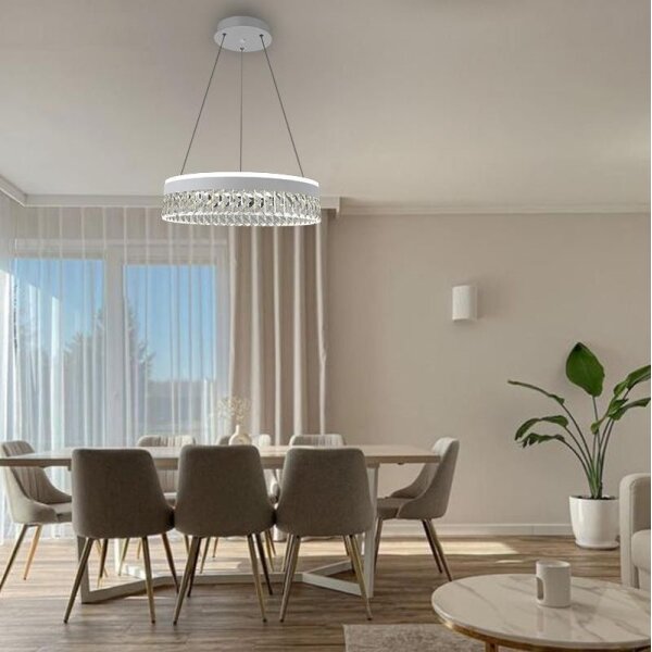 LED Stmívatelný lustr na lanku LED/90W/230V 3000-6500K bílá + dálkové ovládání