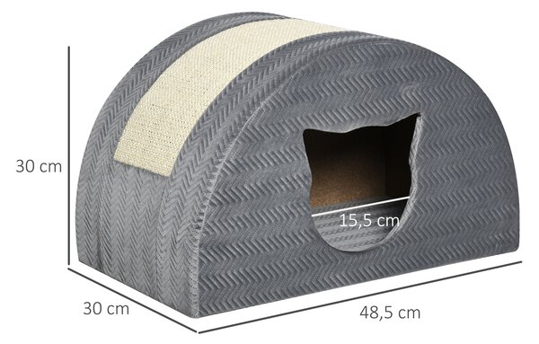 PAWHUT Pelíšek pro kočky se škrabadlem BOW 49 x 30 x 30 cm šedá