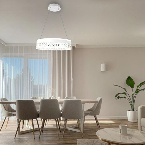 LED Stmívatelný lustr na lanku LED/90W/230V 3000-6500K bílá + dálkové ovládání