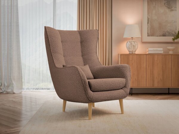 Designové křeslo ušák LEVI - hnědé