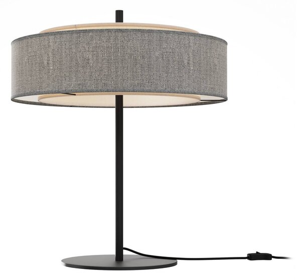 Maytoni Stojací lampa Bergamo, šedá/černá, textil, výška 39 cm, E14, Hliník / šedá / zinek, Obývací pokoj / jídelna, Textil / tkanina / hedvábí, Skandinávský