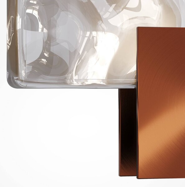 Maytoni LED závěsné světlo Quadro, měď/koňak, sklo, 3000 K, 24 cm, Krémová / jantar, Obývací pokoj / jídelna, Sklo, Moderní