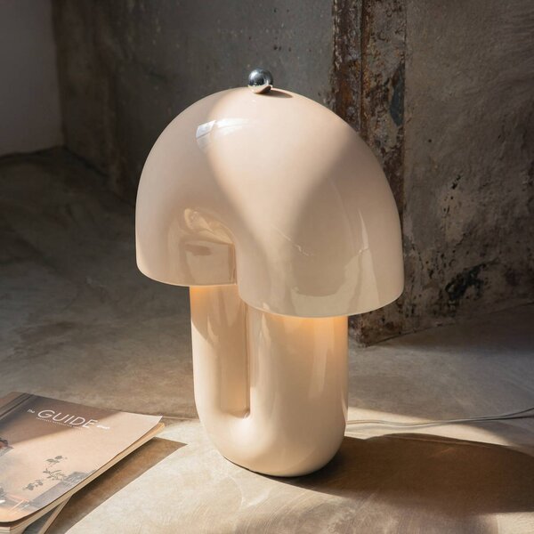 Maytoni LED stolní lampa Hope, béžová, keramika, výška 35 cm, 3000 K, stmívatelný, Krémová / jantar, Obývací pokoj / jídelna, Keramika, Skandinávský
