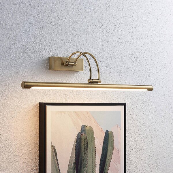 Lucande LED obrazové svítidlo Dimitrij, zakřivené, mosaz, kov, Bronz / starožitná mosaz, Obývací pokoj / jídelna, kov, Starožitný