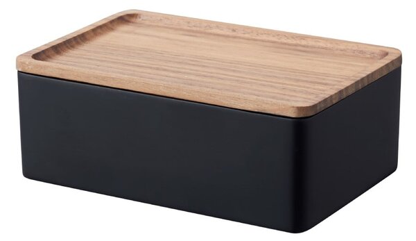 Černý úložný box s víkem 18.5x12.5x7 cm Rin – YAMAZAKI