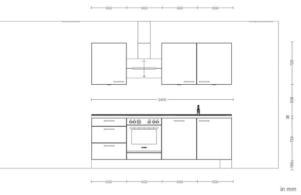 Küchenblock Riva High 240 cm Nobilia - Online Only kuchyňské linky, Online Only
