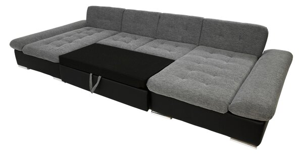 Velká sedací souprava do U APOLENA - bílá eko kůže / šedá