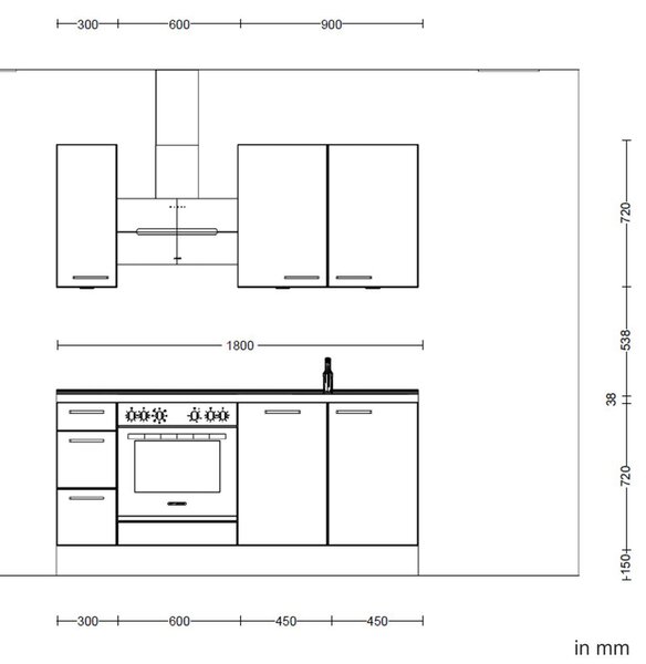 Küchenblock Riva High 180 cm Nobilia - Online Only kuchyňské linky, Online Only