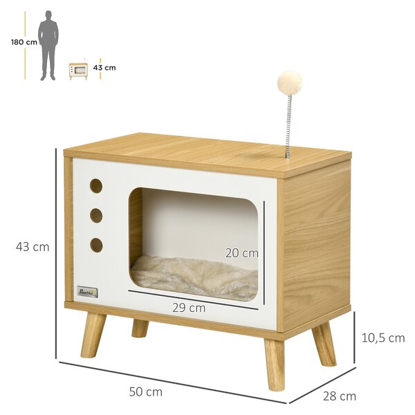 PAWHUT Pelíšek pro kočky TELE 50 x 28 x 43 cm světlé dřevo
