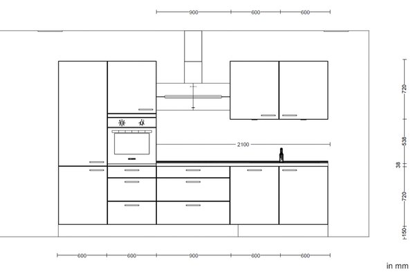 Küchenblock Riva High 330 cm Nobilia - Online Only kuchyňské linky, Online Only