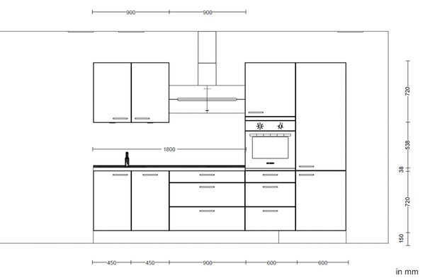Küchenblock Riva High 300 cm Nobilia - Online Only kuchyňské linky, Online Only