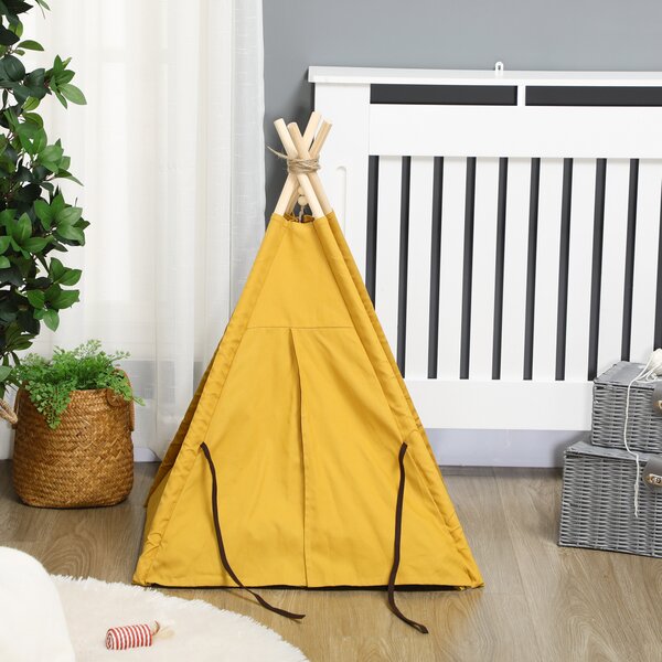 PAWHUT Pelíšek pro kočky TEEPEE 60 x 60 x 76 cm žlutá