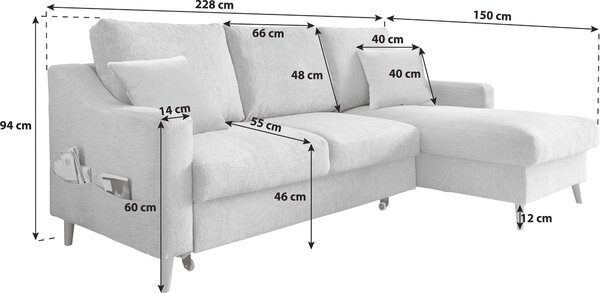ROHOVÁ SEDAČKA, textil, šedavě hnědá P & B - Sedací soupravy, Online Only