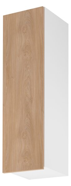 Vysoká horní kuchyňská skříňka SALERNO - šířka 30 cm, bílá / dub, levé provedení