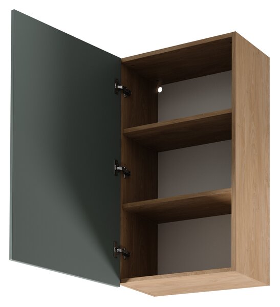 Vysoká horní kuchyňská skříňka SALERNO - šířka 60 cm, dub / zelená, levé provedení