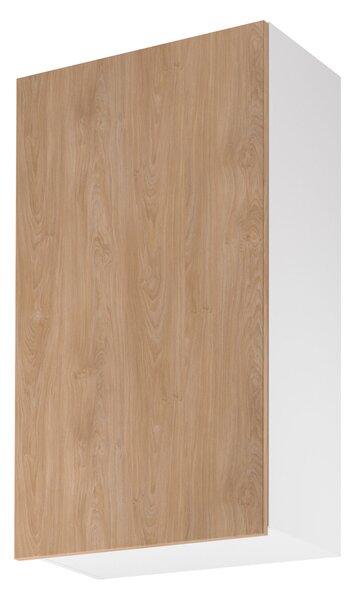 Vysoká horní kuchyňská skříňka SALERNO - šířka 60 cm, bílá / dub, levé provedení