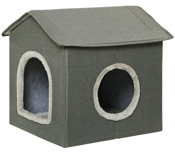 PAWHUT Pelíšek pro kočky HOUSE 39 x 44 x 41 cm khaki