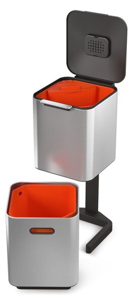 Ocelový odpadkový koš na tříděný odpad ve stříbrné barvě 40 l Totem Compact – Joseph Joseph