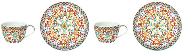 Easy Life porcelánové šálky a podšálky Mediterraneo Orange 2x100ml