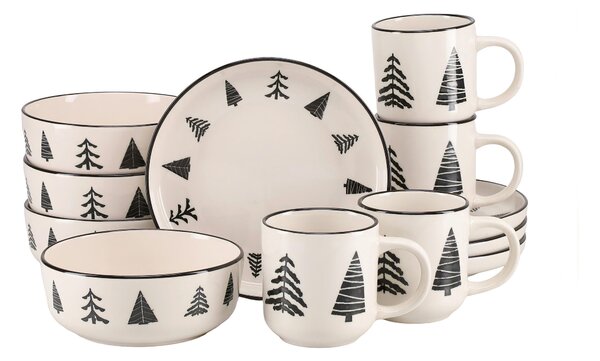 SNÍDAŇOVÁ SOUPRAVA Nordic Christmas Black 12dílné Creatable - Kávové servisy, Online Only