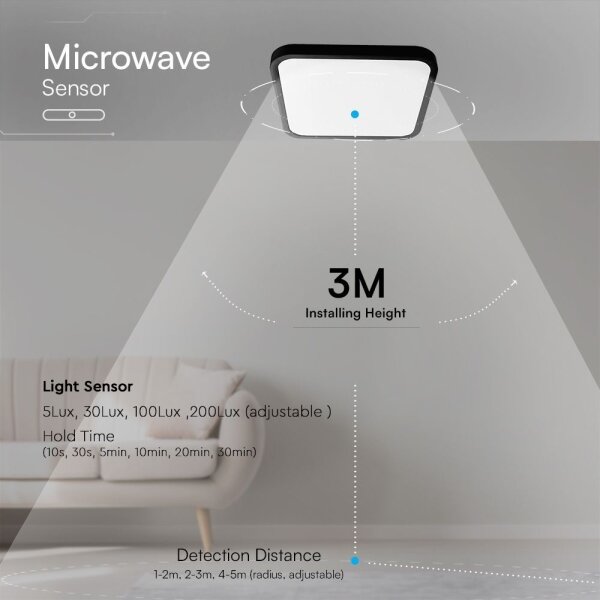 LED Koupelnové stropní svítidlo se senzorem LED/18W/230V IP44 4000K 29x29 cm +DO