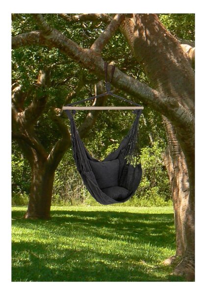 Černé polstrované závěsné zahradní křeslo Tobago – Garden Pleasure