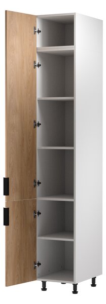 Vysoká kuchyňská skříň SALERNO - šířka 40 cm, bílá / dub, levé provedení