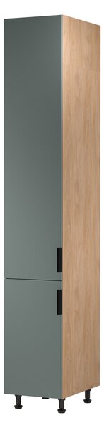 Vysoká kuchyňská skříň SALERNO - šířka 40 cm, dub / zelená, levé provedení