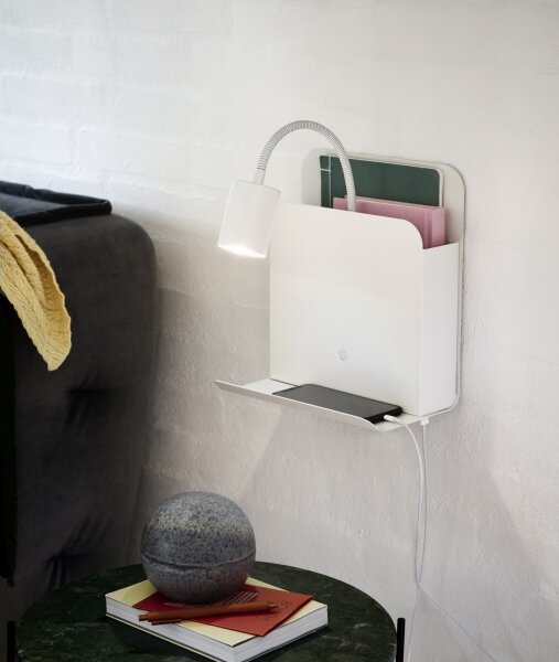 Nordlux - Nástěnné svítidlo s poličkou a USB ROOMI 1xGU10/8W/230V bílá