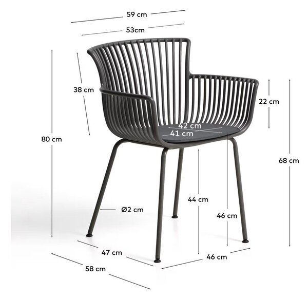 Tmavě šedá zahradní židle Surpika – Kave Home
