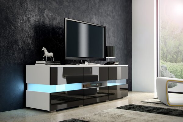 TV stolek Ivey bílá + lesk černý. 780138