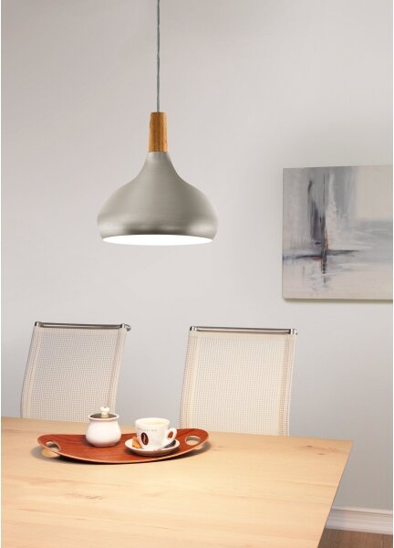 Eglo 901181-Lustr na lanku SABINAR 1xE27/60W/230V pr.28cm stříbrná