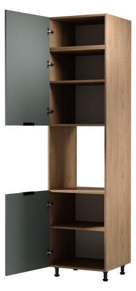Kuchyňská skříň na vestavnou troubu SALERNO - šířka 60 cm, dub / zelená, levé provedení