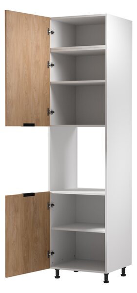 Kuchyňská skříň na vestavnou troubu SALERNO - šířka 60 cm, bílá / dub, levé provedení